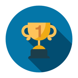Blue icon with trophy